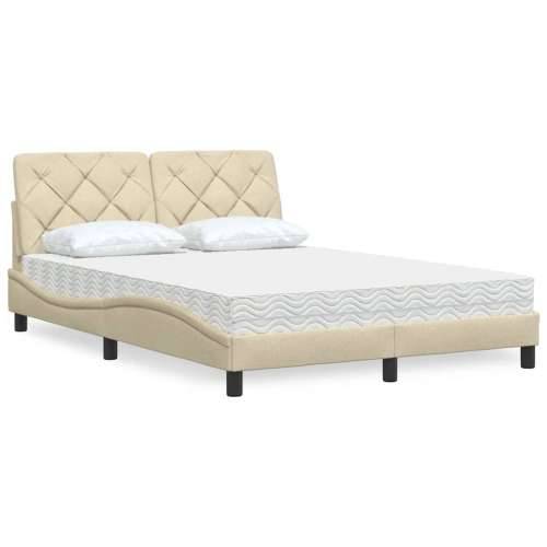 Krevet s madracem krem 120 x 200 cm od tkanine - Krema 120 x 200 cm Cijena