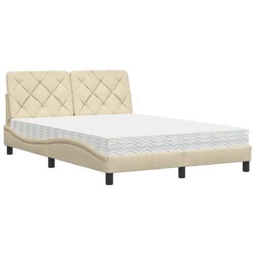 Krevet s madracem krem 120 x 200 cm od tkanine - Krema 120 x 200 cm Cijena