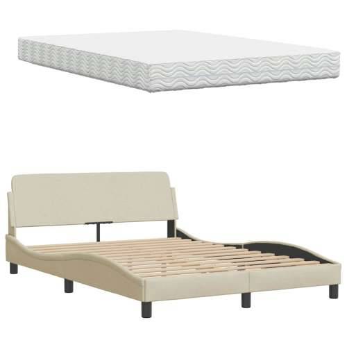 Krevet s madracem krem 120 x 200 cm od tkanine - Krema 120 x 200 cm Cijena