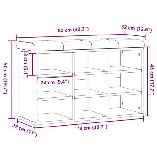 Klupa za cipele staro drvo 82x32x50 cm konstruirano drvo - Staro drvo 82 x 32 x 50 cm Cijena