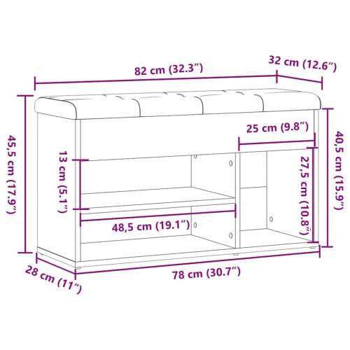 Klupa za cipele obrtnički hrast 82x32x45,5 cm izrađeno drvo - hrast artisan Cijena