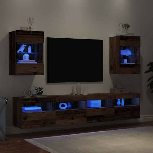 TV zidni ormarići s LED svjetlima 2 kom Staro drvo 40x30x60,5cm - Staro drvo 2 40 cm Cijena