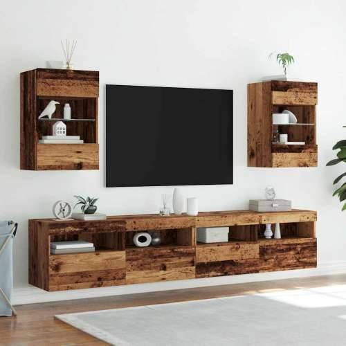 TV zidni ormarići s LED svjetlima 2 kom Staro drvo 40x30x60,5cm - Staro drvo 2 40 cm Cijena