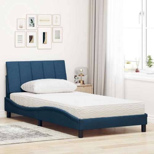 Krevet s madracem plavi 100 x 200 cm od tkanine - Plava 100 x 200 cm Cijena