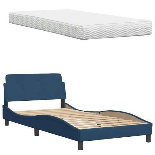Krevet s madracem plavi 100 x 200 cm od tkanine - Plava 100 x 200 cm Cijena
