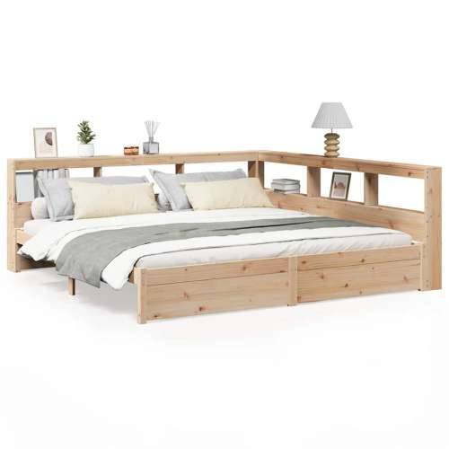 Krevet s regalom za knjige bez madraca 200 x 200 cm od borovine - Prirodna 200 x 200 cm Cijena