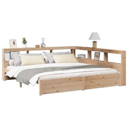 Krevet s regalom za knjige bez madraca 200 x 200 cm od borovine - Prirodna 200 x 200 cm Cijena
