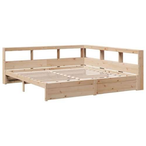 Krevet s regalom za knjige bez madraca 200 x 200 cm od borovine - Prirodna 200 x 200 cm Cijena