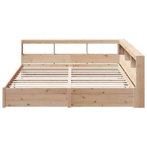 Krevet s regalom za knjige bez madraca 200 x 200 cm od borovine - Prirodna 200 x 200 cm Cijena