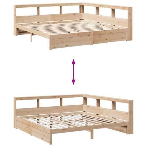 Krevet s regalom za knjige bez madraca 200 x 200 cm od borovine - Prirodna 200 x 200 cm Cijena