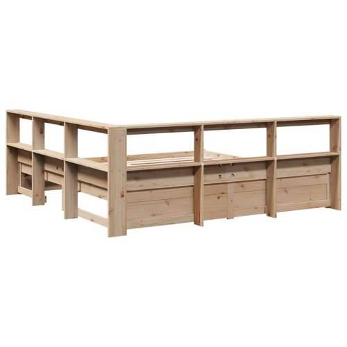 Krevet s regalom za knjige bez madraca 180x200 cm od borovine - Prirodna 180 x 200 cm Cijena