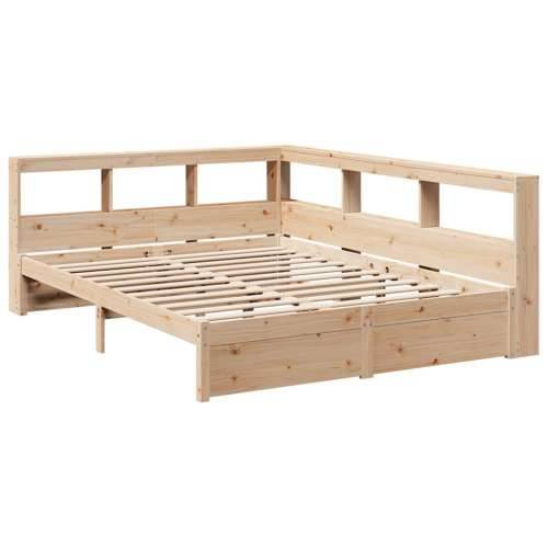 Krevet s regalom za knjige bez madraca 150 x 200 cm od borovine - Prirodna 150 x 200 cm Cijena
