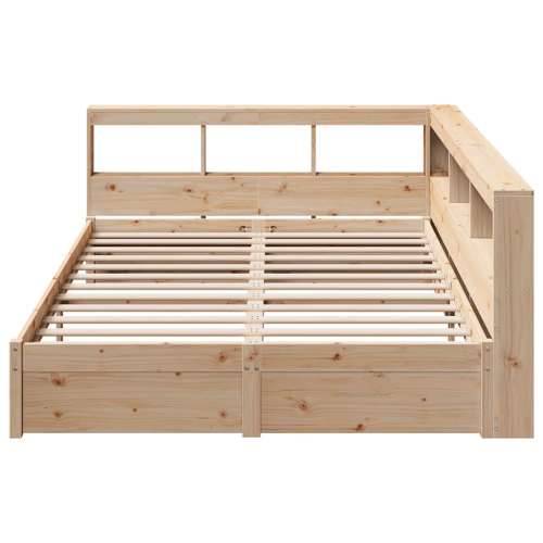 Krevet s regalom za knjige bez madraca 150 x 200 cm od borovine - Prirodna 150 x 200 cm Cijena
