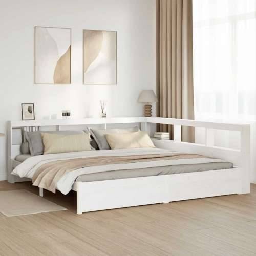 Krevet s regalom z knjige bez madraca bijeli 200x200cm borovina - Bijela 200 x 200 cm Cijena