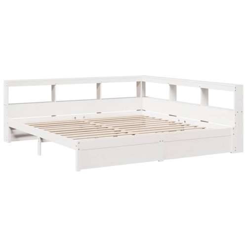 Krevet s regalom z knjige bez madraca bijeli 200x200cm borovina - Bijela 200 x 200 cm Cijena