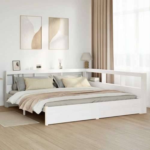 Krevet s regalom z knjige bez madraca bijeli 180x200cm borovina - Bijela 180 x 200 cm Cijena