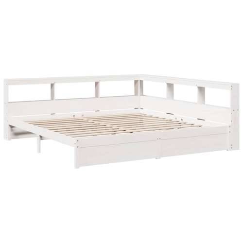 Krevet s regalom z knjige bez madraca bijeli 180x200cm borovina - Bijela 180 x 200 cm Cijena