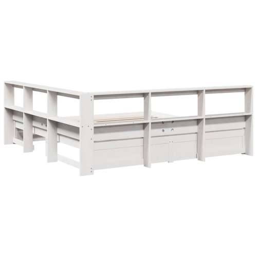 Krevet s regalom z knjige bez madraca bijeli 150x200cm borovina - Bijela 150 x 200 cm Cijena