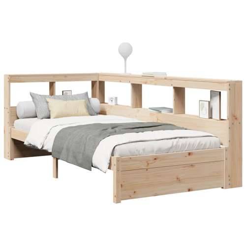 Krevet s regalom za knjige bez madraca 90x200 cm od borovine - Prirodna 90 x 200 cm Cijena