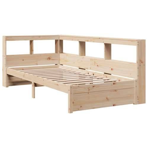 Krevet s regalom za knjige bez madraca 90x200 cm od borovine - Prirodna 90 x 200 cm Cijena