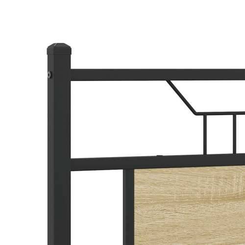 Metalni okvir kreveta bez madraca boja hrasta sonome 200x200 cm - sonoma hrast 200 x 200 cm s uzglavljem i visokim podnožjem Cijena