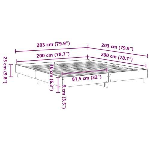 Okvir kreveta bez madraca 200 x 200 cm konstruirano drvo - Smeđi hrast 200 x 200 cm Cijena