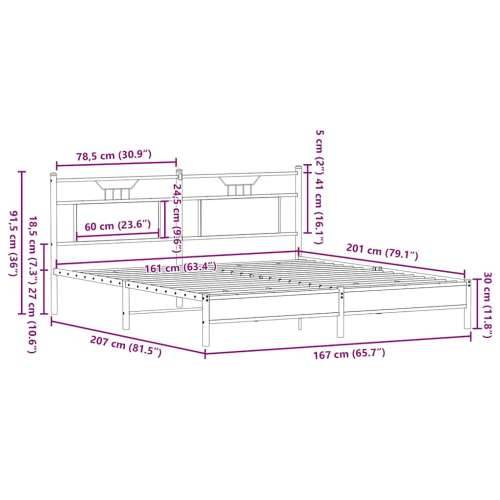 Okvir kreveta bez madraca boja hrasta sonome 160x200 cm drveni - sonoma hrast 160 x 200 cm s uzglavljem i niskim podnožjem Cijena