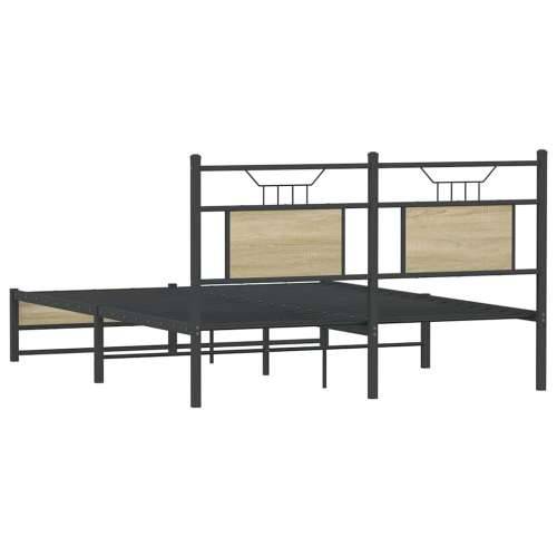 Okvir kreveta bez madraca boja hrasta sonome 150x200 cm drveni - sonoma hrast 150 x 200 cm s uzglavljem i dvostrukim niskim podn Cijena