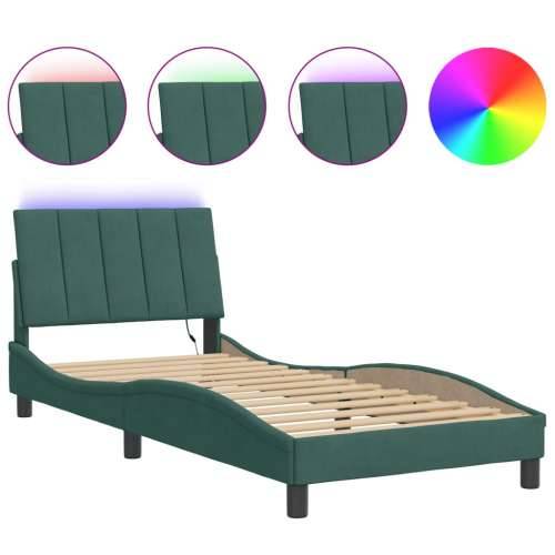 Okvir kreveta s LED svjetlima tamnozeleni 90x200 cm baršunasti - Tamnozelena 90 x 200 cm Cijena