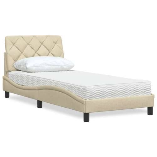 Krevet s madracem krem 80 x 200 cm od tkanine - Krema 80 x 200 cm Cijena