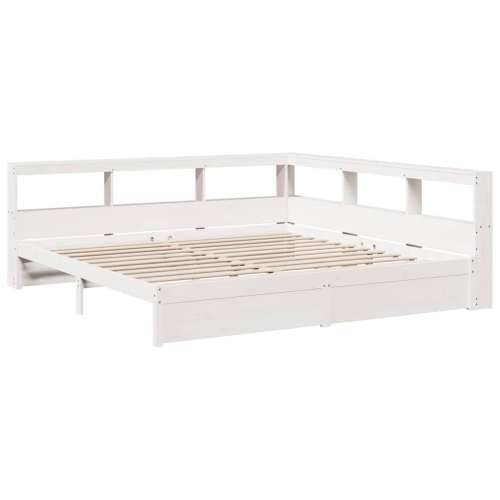 Krevet s regalom za knjige bez madraca 160x200 cm od borovine - Prirodna 160 x 200 cm Cijena