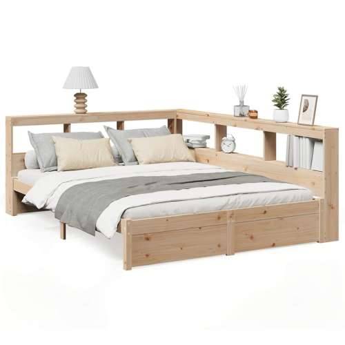 Krevet s regalom za knjige bez madraca 140x190 cm od borovine - Prirodna 140 x 190 cm Cijena