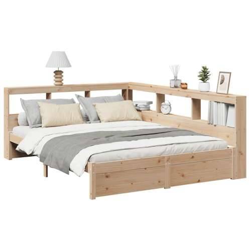 Krevet s regalom za knjige bez madraca 140x190 cm od borovine - Prirodna 140 x 190 cm Cijena
