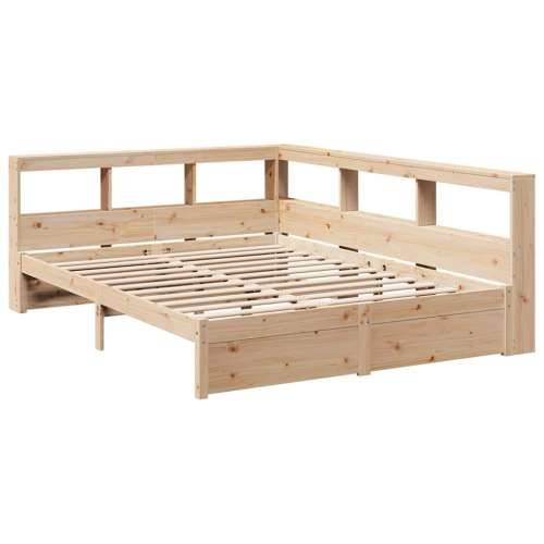 Krevet s regalom za knjige bez madraca 140x190 cm od borovine - Prirodna 140 x 190 cm Cijena
