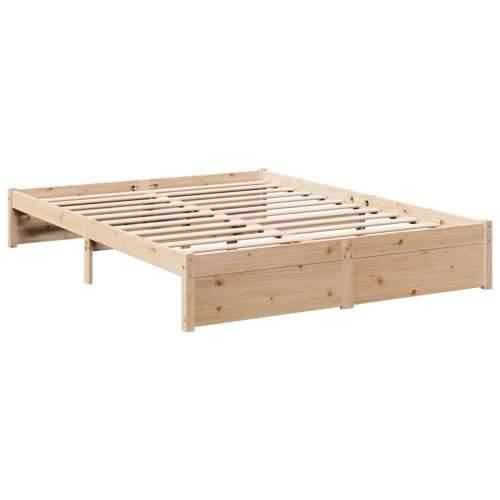 Krevet s regalom za knjige bez madraca 140x190 cm od borovine - Prirodna 140 x 190 cm Cijena