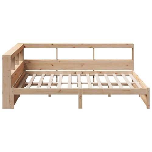 Krevet s regalom za knjige bez madraca 140x190 cm od borovine - Prirodna 140 x 190 cm Cijena