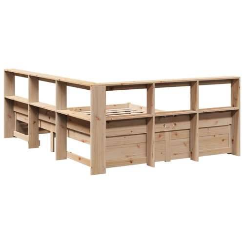 Krevet s regalom za knjige bez madraca 140x190 cm od borovine - Prirodna 140 x 190 cm Cijena