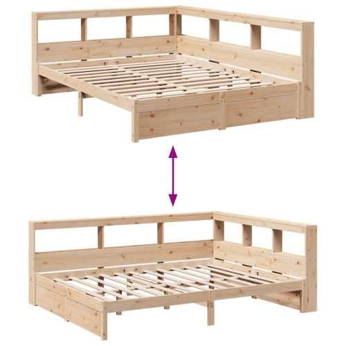 Krevet s regalom za knjige bez madraca 140x190 cm od borovine - Prirodna 140 x 190 cm Cijena
