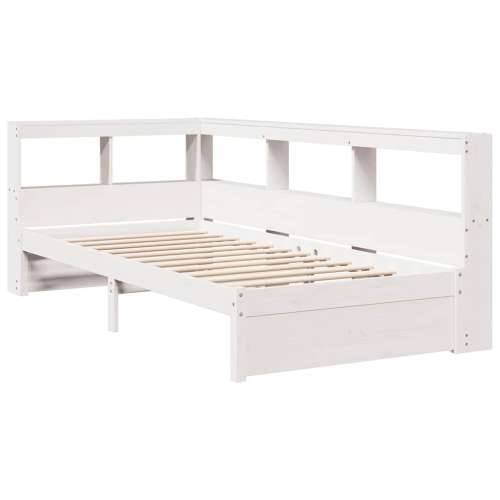 Krevet s regalom za knjige bez madraca bijeli 75x190cm borovina - Bijela 75 x 190 cm Cijena
