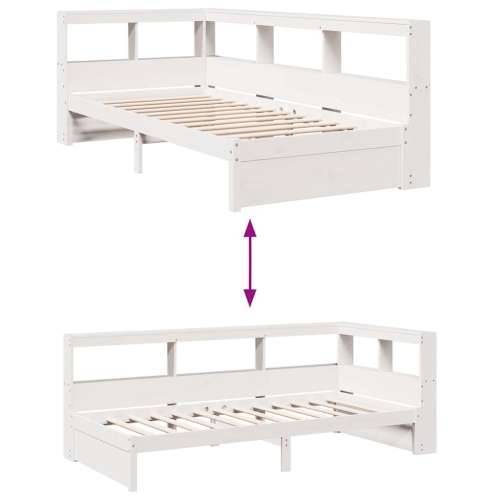 Krevet s regalom za knjige bez madraca bijeli 75x190cm borovina - Bijela 75 x 190 cm Cijena