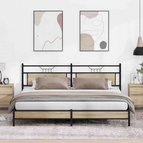 Metalni okvir kreveta bez madraca boja hrasta sonome 200x200 cm - sonoma hrast 200 x 200 cm s uzglavljem i niskim podnožjem Cijena