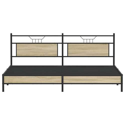 Metalni okvir kreveta bez madraca boja hrasta sonome 200x200 cm - sonoma hrast 200 x 200 cm s uzglavljem i niskim podnožjem Cijena