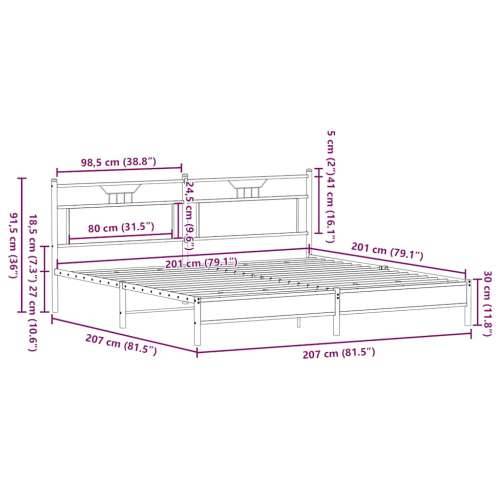 Metalni okvir kreveta bez madraca boja hrasta sonome 200x200 cm - sonoma hrast 200 x 200 cm s uzglavljem i niskim podnožjem Cijena