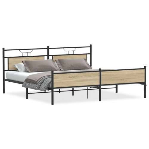 Metalni okvir kreveta bez madraca boja hrasta sonome 193x203 cm - sonoma hrast 193 x 203 cm s uzglavljem i visokim podnožjem Cijena