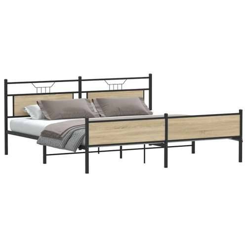 Metalni okvir kreveta bez madraca boja hrasta sonome 193x203 cm - sonoma hrast 193 x 203 cm s uzglavljem i visokim podnožjem Cijena