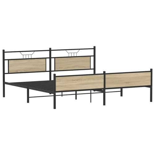 Metalni okvir kreveta bez madraca boja hrasta sonome 193x203 cm - sonoma hrast 193 x 203 cm s uzglavljem i visokim podnožjem Cijena