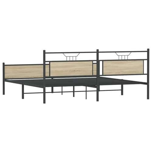 Metalni okvir kreveta bez madraca boja hrasta sonome 193x203 cm - sonoma hrast 193 x 203 cm s uzglavljem i visokim podnožjem Cijena