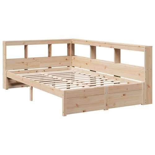 Krevet s regalom za knjige bez madraca 120x200 cm od borovine - Prirodna 120 x 200 cm Cijena