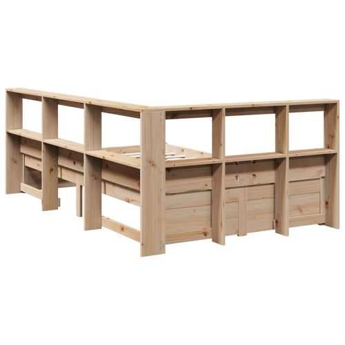 Krevet s regalom za knjige bez madraca 120x200 cm od borovine - Prirodna 120 x 200 cm Cijena