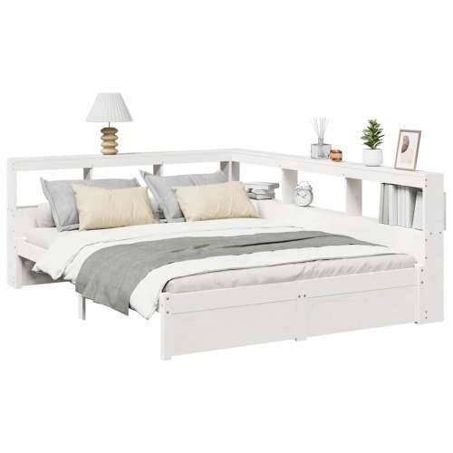 Krevet s regalom z knjige bez madraca bijeli 140x190cm borovina - Bijela 140 x 190 cm Cijena